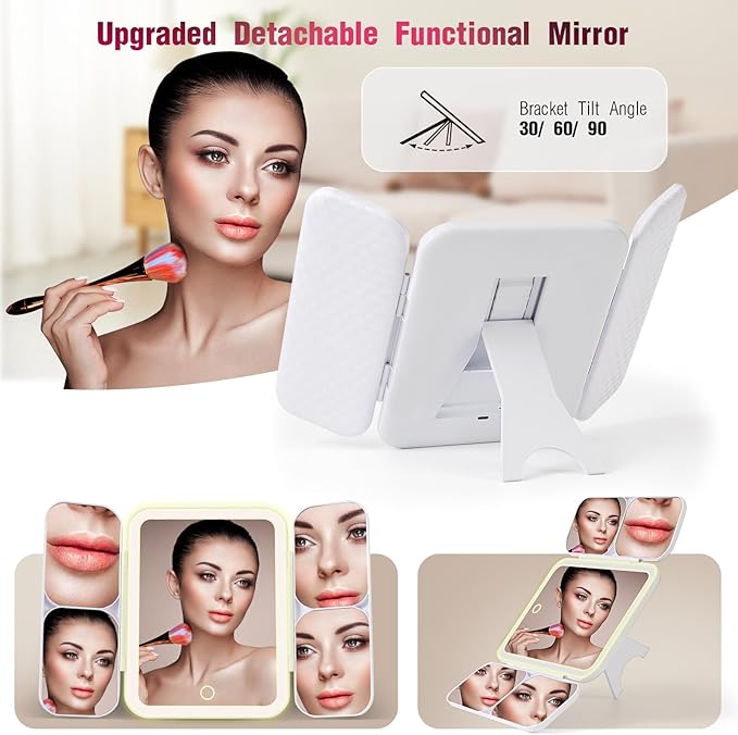 Mid-Size Makeup Bag with LED 1X5X10X20X30X Magnifying Mirror and Travel Makeup - Image 2