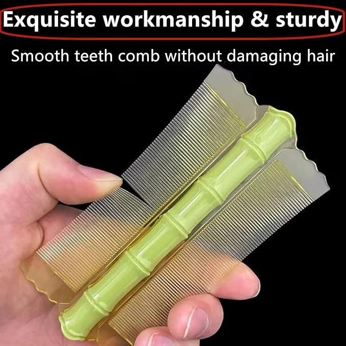 Fine Tooth Comb for Dandruff, 2 Pcs Double-Sided Dandruff Comb Anti-Static Scalp Brush with Handle for Hair Styling Tool Accessories