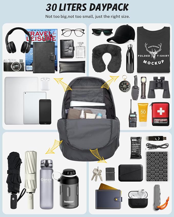 Gonex 30L Ultra Lightweight Packable Backpack, Handy Foldable Daypack - Image 2