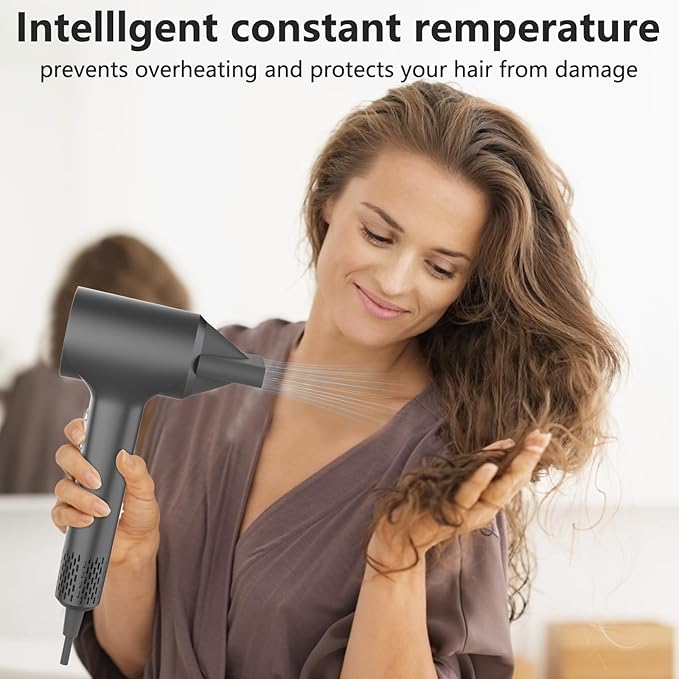 KARFUN Hair Dryer, Blow Dryer, Plasma Hairdryer, Ionic Hair Dryer for Women, Blow Dryers for Women, Professional High Speed Hair Dryers (Dark Gray)