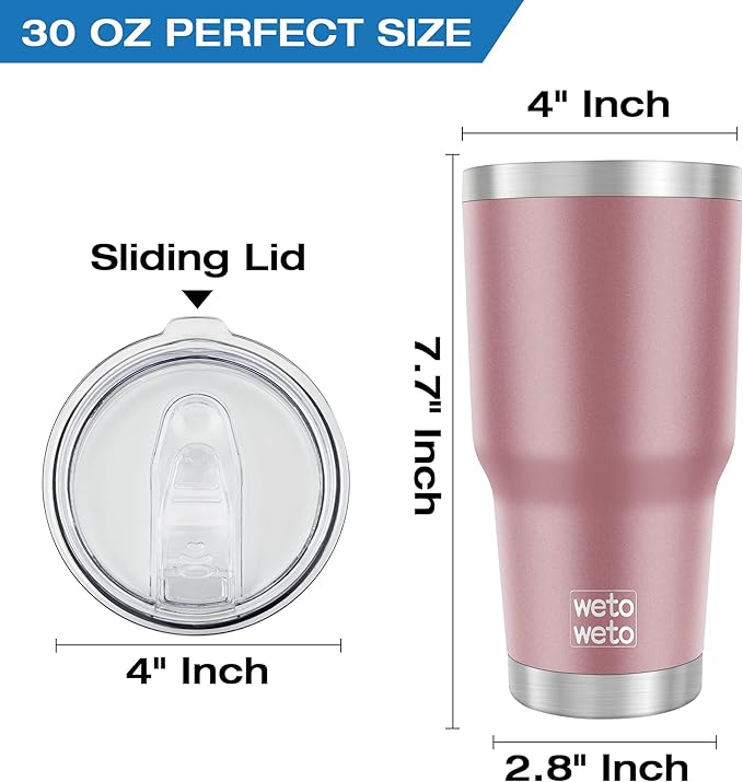 WETOWETO 30oz Tumbler, Stainless Steel Vacuum Insulated Water Coffee Tumbler Cup - Image 3