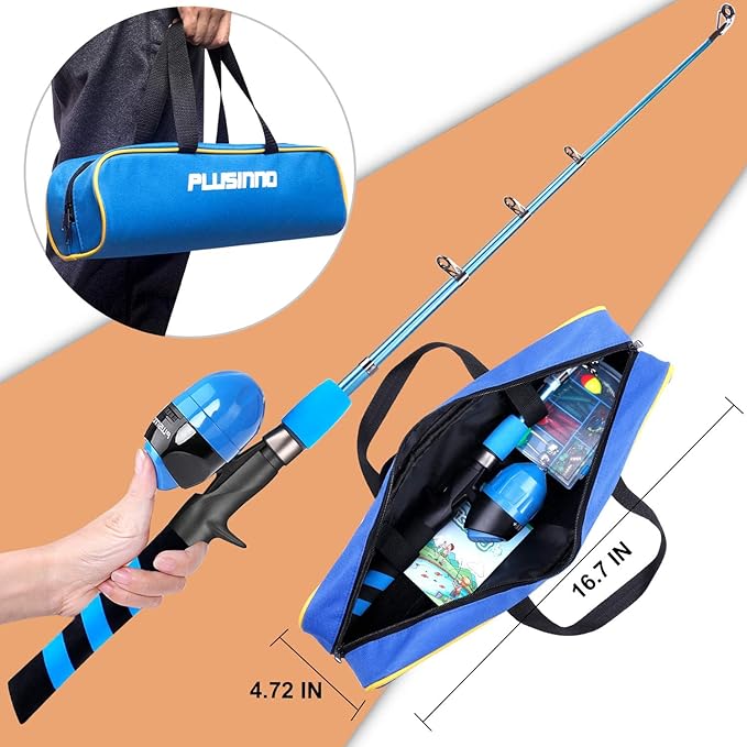 PLUSINNO Kids Fishing Pole, Portable Telescopic Fishing Rod and Reel Combo Kit - - Image 4