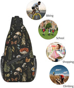 SUPLUCHOM Sling Bag Vintage Mushroom Leaf Forest Hiking Daypack Crossbody - Image 7