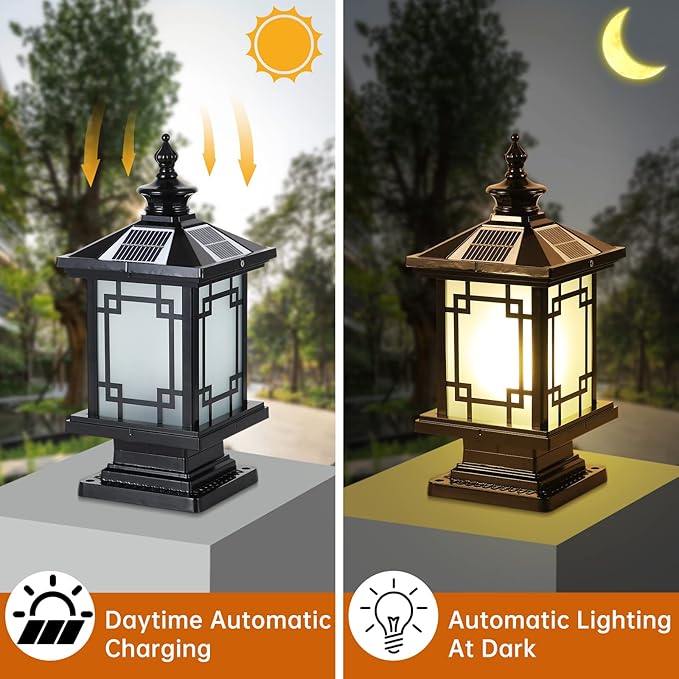 LED Solar Post Light Outdoor, Aluminum Fence Post Cap Lamp Remote Control - Image 3