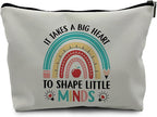 Nogrit Teacher bags,Teacher Makeup Cosmetic Bag,It Takes a Big Heart to Shape Little Minds,teacher tote,Teacher Makeup Toiletry Bag,pu
