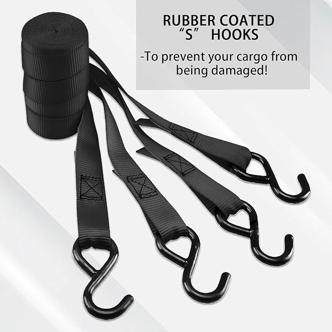 XSTRAP STANDARD Ratchet Tie Down Straps 8PK 1'' x 10 ft - 900 LB Break Strength - Image 6
