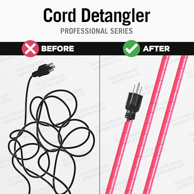 CORD DETANGLER for Curling Irons, Hair Straighteners, Blow Dryers & Clippers (10-Feet, Hot Pink)