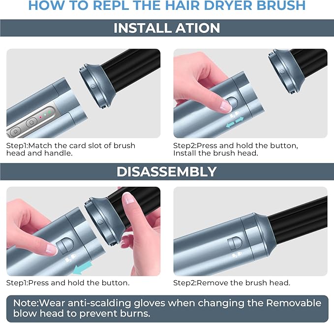 Hair Dryer Brush,Blow Dryer Brush with Attachments,110000 RPM Curly Twist 6 in 1 Air Style, Professional Ionic Hair Styling Tool, Left & Right Air Curler, Volumizer