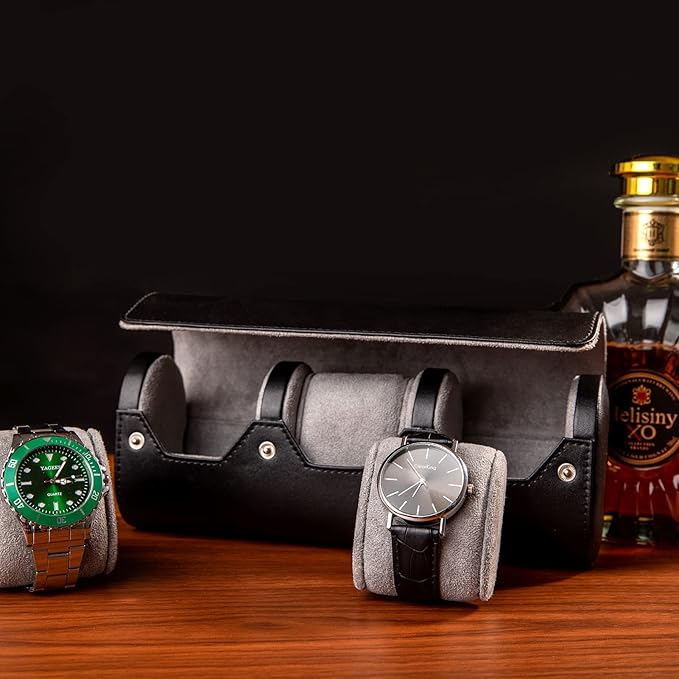 MR.OKAY 3 Watch Travel Case- Classic Leather Watch Case - Image 8