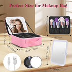 Travel Makeup Bag With LED Mirror, Makeup Travel Train Case with 3 Color Setting - Image 3