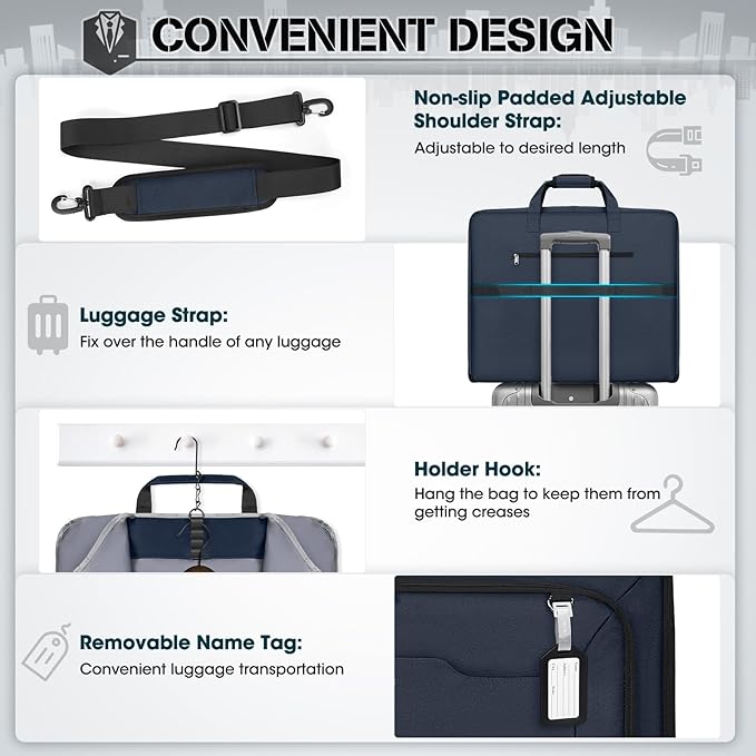 RAINSMORE Garment Bags for Travel Carry On Garment Bag for Hanging Clothes - Image 5