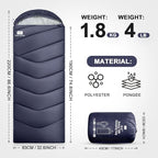 Sleeping Bags for Adults Cold Weather, Waterproof, Lightweight Camping Sleeping - Image 2