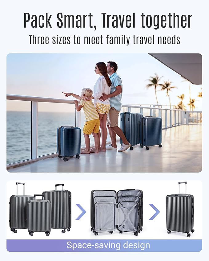 LIGHT FLIGHT Luggage Sets, Durable Hard Shell 3 Piece Set Suitcase - Image 2