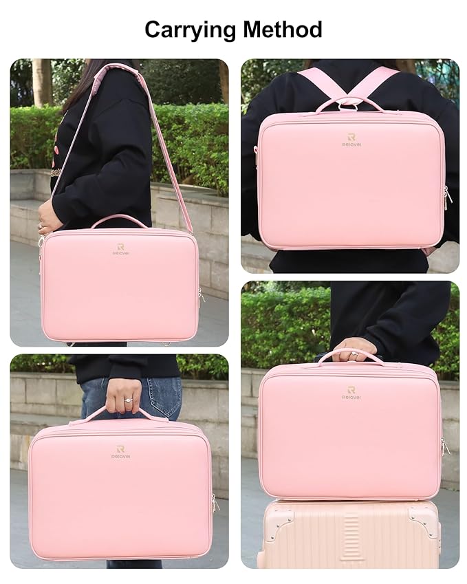 Relavel Makeup Bag with LED Mirror, 16.2 inches Large Professional Makeup Case - Image 6
