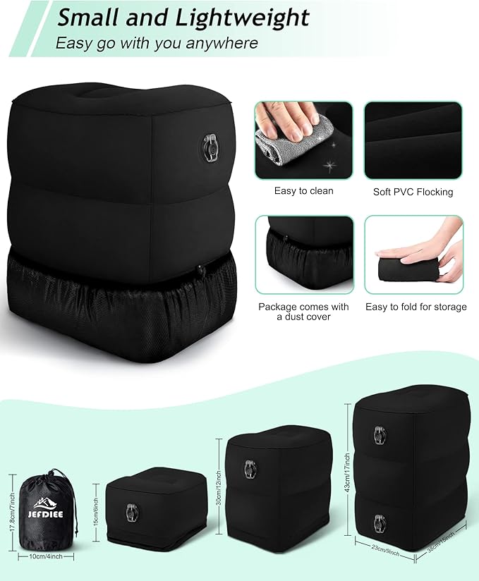 JefDiee Inflatable Travel Foot Rest Pillow, Kids Airplane Bed, Adjustable 3 - Image 3