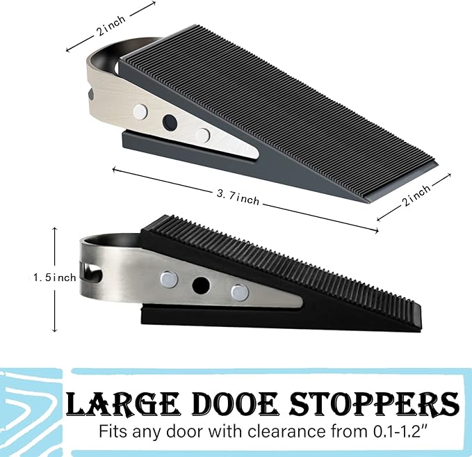 Shackcom Rubber Door Stopper Wedge, 1 Pack Black Heavy Duty Door Stop Suitable - Image 2