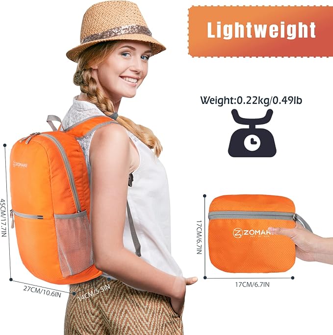 ZOMAKE Ultra Lightweight Hiking Backpack 20L, Packable Small Backpacks Water - Image 2