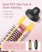 Thermal Brush, FLYZEMAA 1.5 Inch Curling Iron for Long Dry Hair, Heated Round Brush Straightener with 3 Temp Settings, 30s Fast Heat for Curling & Volumizing, Anti-Scald Nylon Bristles(Black)