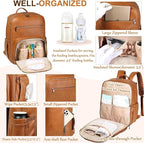 VASCHY Diaper Bag Backpack for Mum Dad, Unisex Large Waterproof Vegan Leather - Image 4