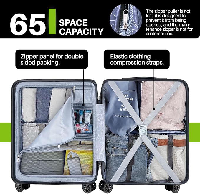 AnyZip Suitcase Hardside PC ABS Lightweight USB Luggage - Image 5