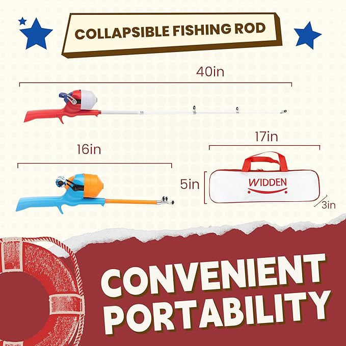 Kids Fishing Pole, Telescopic Fishing Rod, Toddler Collapsible Fishing Rod and - Image 2