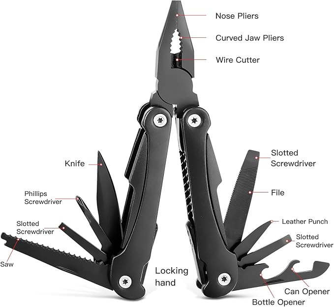14 IN 1 Multitool Pliers with Pocket Clip, Portable Multi Tool, Pocket Knife - Image 2