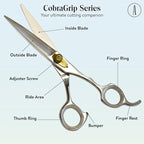 ANDUSTRIAL - Professional Hair Cutting Scissors/Shears For Men/Women/Home/Salon - Premium High Carbon Steel Quality - Smooth And Sharp - 7 Inch, Silver