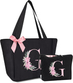 Vavabox Tote Bag, A-Z Initial Monogrammed Waterproof Tote Bag, Bridesmaid Gifts by Vavabox
