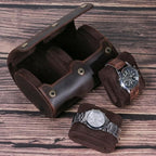 Genuine Leather Watch Roll Travel Case, 2 Slots Vintage Full Grain Leather - Image 6