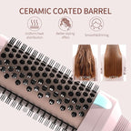 K&K Thermal Brush Heated Round Brush - Blowout Look Volumizer with 1.7 inch Heated Round for Hair Styler Tool Hair Straightener and Curler 2 in 1 Dual Voltage Temperture Contronal (Pink, 1.7 Inch)
