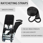 XSTRAP STANDARD Ratchet Tie Down Straps 8PK 1'' x 10 ft - 900 LB Break Strength - Image 7