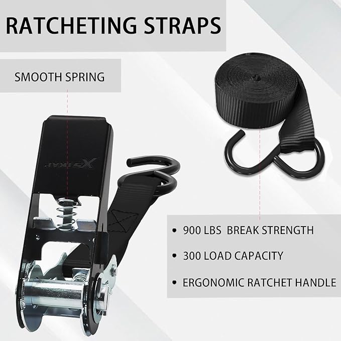 XSTRAP STANDARD Ratchet Tie Down Straps 8PK 1'' x 10 ft - 900 LB Break Strength - Image 7