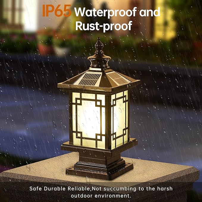 LED Solar Post Light Outdoor, Aluminum Fence Post Cap Lamp Remote Control - Image 4
