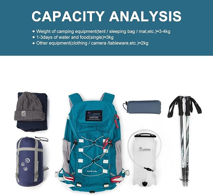 MOUNTAINTOP Hiking Backpack 35L Travel Backpack Lightweight Daypack - Image 6
