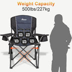 Romswi Oversized Camping Chairs, Heavy Duty Support 500 LBS, Padded Back & Arm - Image 5