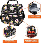 opux Lunch Bag Women Insulated, Adult Lunch Box Cooler, Flower Lunch Box - Image 6