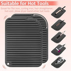 Quccefods 2 Pack Heat Resistant Mat Large Silicone Hot Hair Tools Holder for Curling Irons Flat Iron Hair Styling Tools Mat Portable Vanity Pad