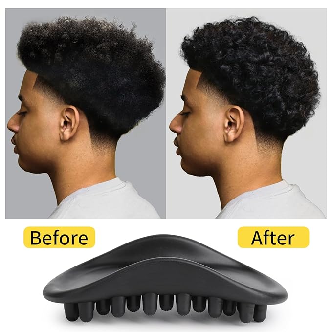 Wave Pomade Hair Twist Sponge Brush Twist Styler for Black Men, Washable Afro Curl Sponge Racket for Barbers & Daily Use, Ideal for Curly, Rubber Large Tooth Brush Hair Pomade Styling Set