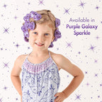 Spoolies Original Hair Curlers, Heatless Silicone Rollers with Mesh Bag Gift for Natural Hair, Hair Extension plus Wigs, Made in USA, 15 Jumbo Size (Purple Galaxy)