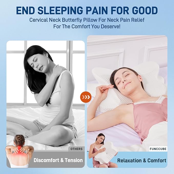 Cervical Neck Pillow for Sleeping, Dual Height Contour Memory Foam Pillow for - Image 4