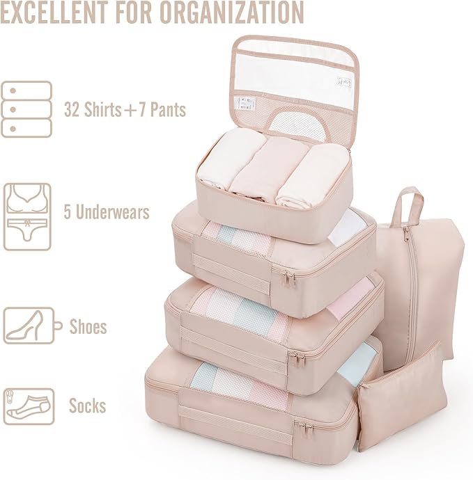 Veken 8 Set Packing Cubes for Travel, Beach Vacation Essentials Accessories for - Image 5