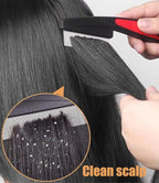 Dandruff Comb Fine Tooth Scalp Detox Comb Lice for Women, Men & Kids Stainless Steel Scalp Detoxing, Sweep & Massage Hair Brush Tool for Hair Care (Black+Red)