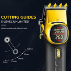 VGR 885 S2 Cordless Barber Clippers and Trimmers Kit, Professional Hair Clippers for Men, Haircut Kit with DLC-Coated Ceramic Blades, 21-Speed Roller, 2 Magnetic Charging Bases, LED Display, Gold