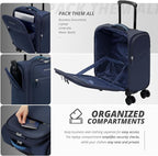 Verage Under Seat Luggage with Wheels, Softside Small Suitcase Spinner Carry On - Image 4