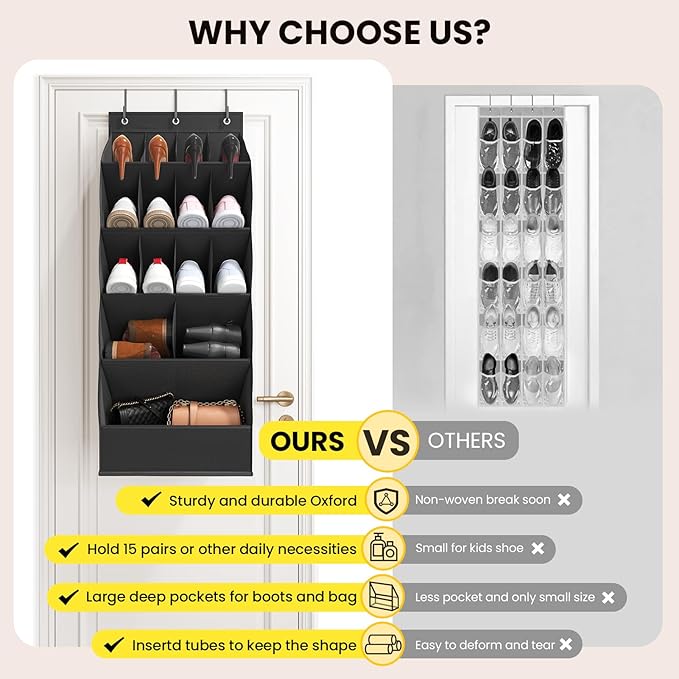 Over the Door Shoe Organizer for Closet, Shoes Rack for Closet - Image 7