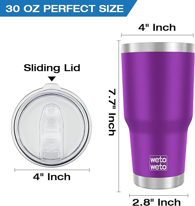 WETOWETO 30oz Tumbler, Stainless Steel Vacuum Insulated Water Coffee Tumbler Cup - Image 3