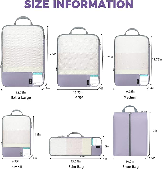BAGAIL 6 Set/4 Set Lightweight Compression Packing Cubes - Image 4