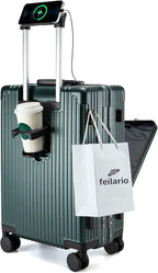 feilario 20in Aluminium Frame PC Hard Shell Spinner Wheels Luggage, Built-In by feilario