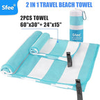 Sfee 2 in 1 Microfiber Beach Towel, Quick Dry Towel Camping Towel Travel Towel - Image 6