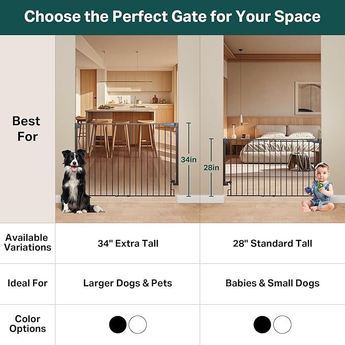 Cumbor 34" Extra Tall No Bottom Bar Baby Gate - Image 5